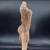 Crystel Transparent Dress, See Through Mesh, Birthday Celebrate Constume - 28Swim